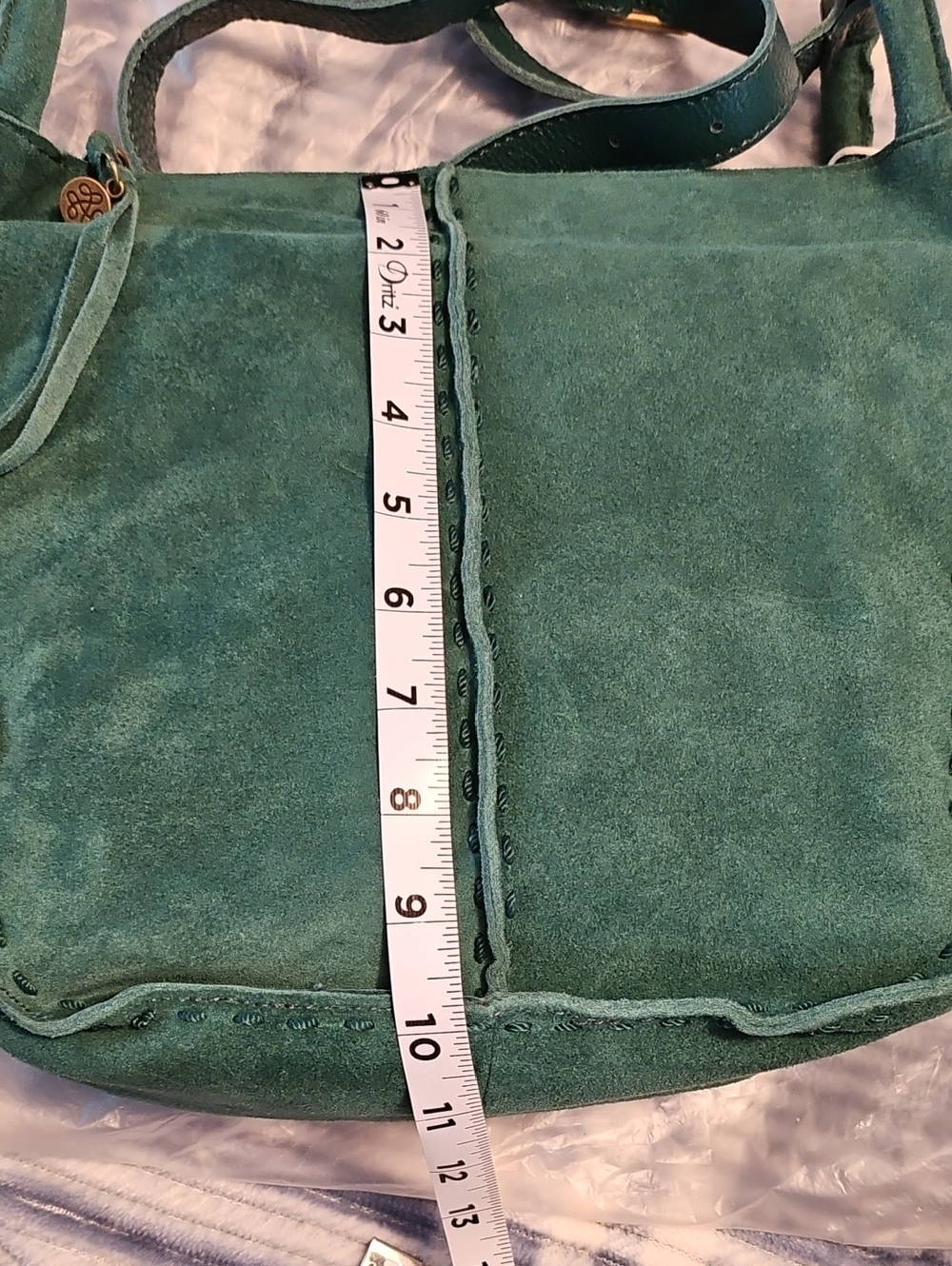 Los Feliz Leather Crossbody Pine Suede - Picture 8 of 10